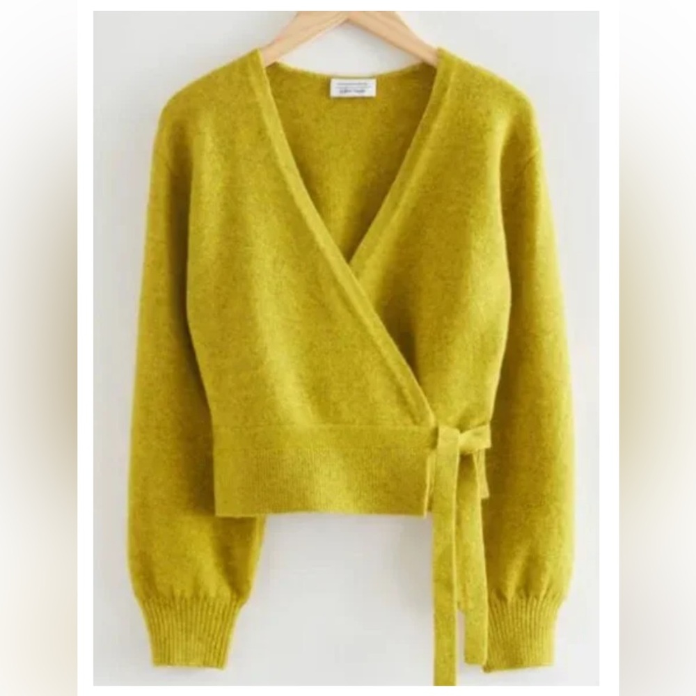 & Other Stories Lime  Green Wrap Cardigan Sweater. Size 6 (M) - Picture 2 of 10